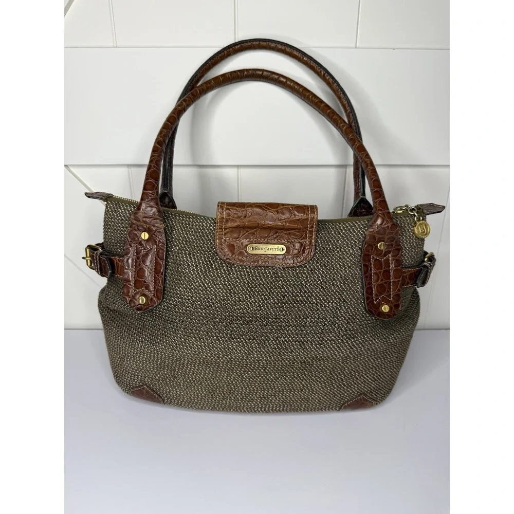 ERIC JAVITS Squishee Woven Satchel‎ Alligator Embossed Handbag